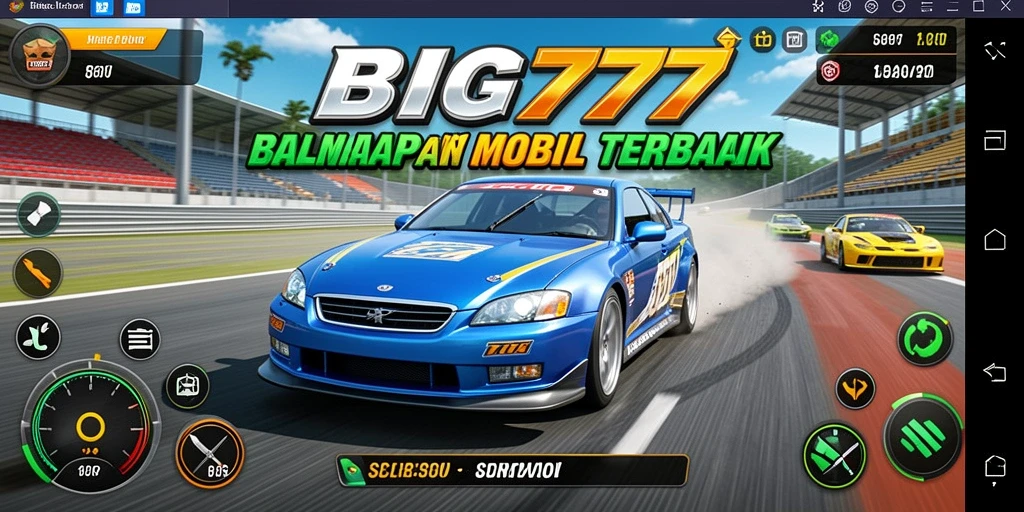 Tampilan gameplay menegangkan dalam balapan cepat di BIG777.