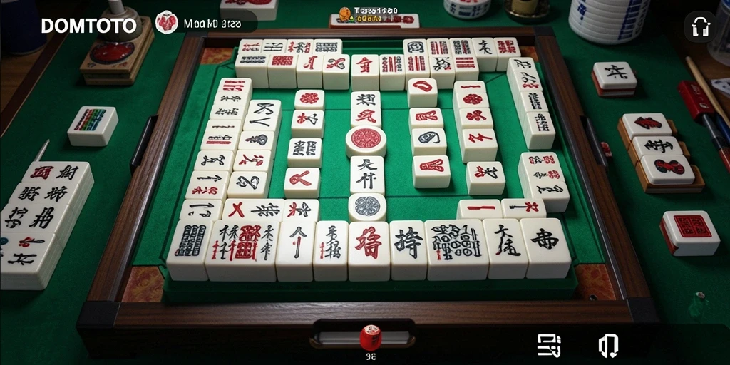 Tangkapan layar utama dari DOMTOTO menampilkan gameplay Mahjong yang menarik.