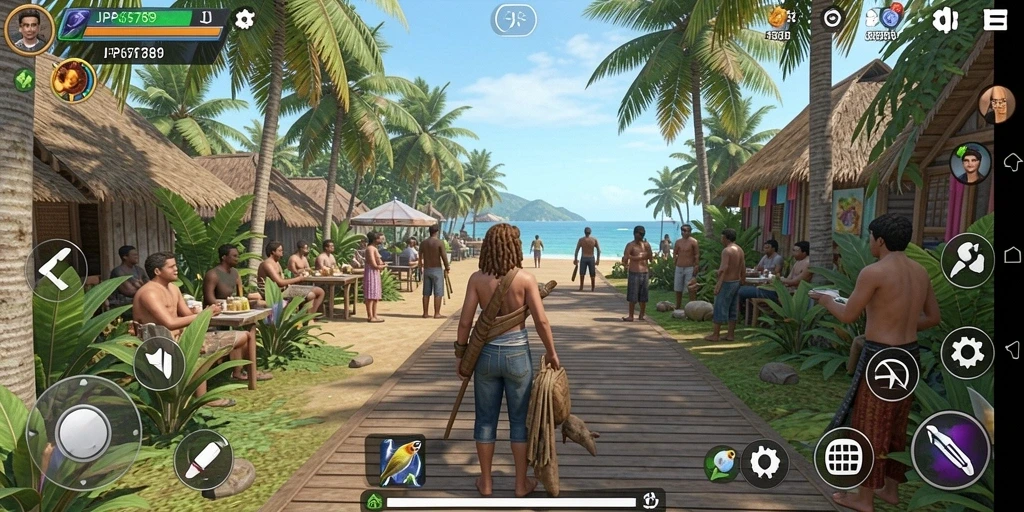Screenshot menunjukkan karakter dalam kehidupan sehari-hari di JP6789.