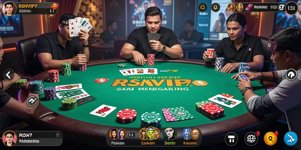 Screenshot utama RSNVIP7 menampilkan gameplay Poker yang mendebarkan.