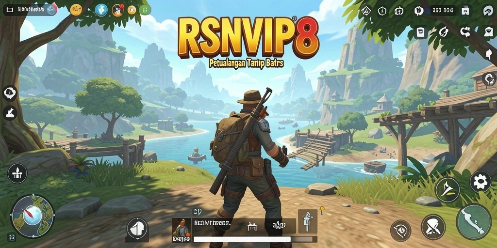 Screenshot gameplay RSNVIP8 menampilkan eksplorasi dunia terbuka yang menakjubkan.