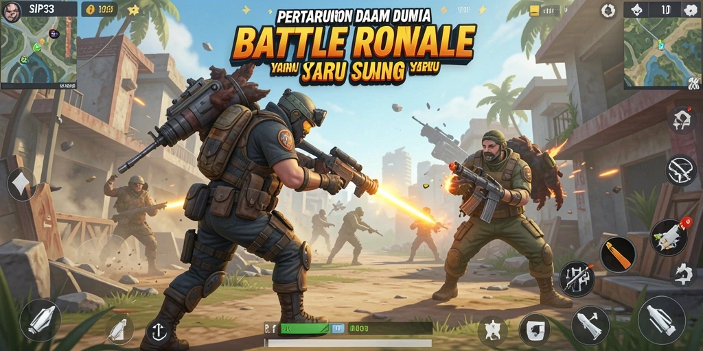 Tampilan gameplay SIP33 dengan pertarungan yang seru di Battle Royale.