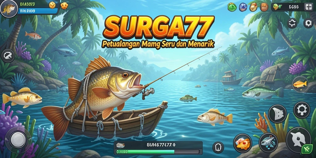 Tampilan gameplay SURGA77 yang menarik dengan aksi memancing seru.